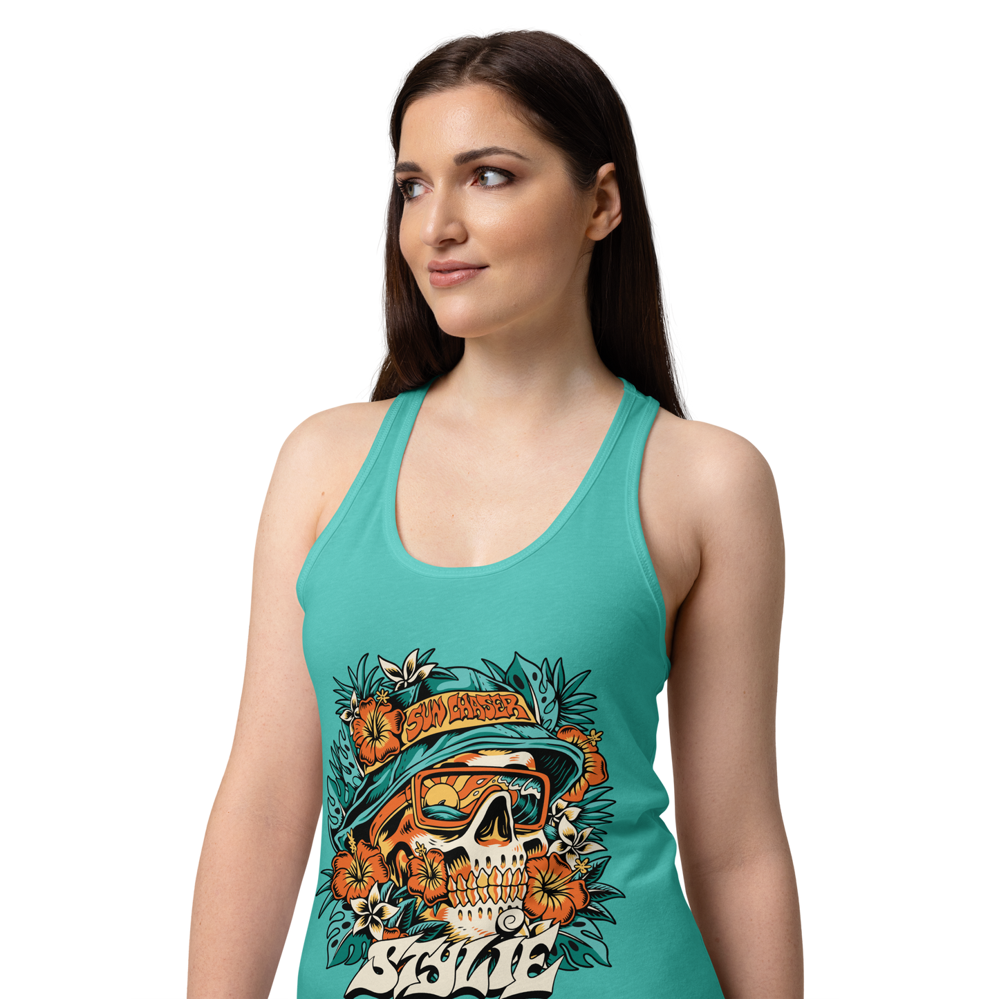 Sun Chaser Women's Racerback Tank Top (Tahiti Blue)