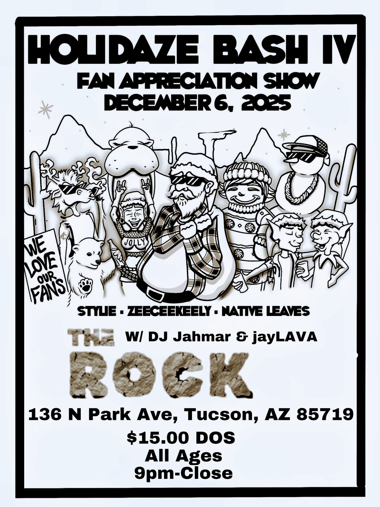 Tickets: Holidaze Bash IV @ The Rock in Tuscon, AZ with Native Leaves and ZeeCeeKeely