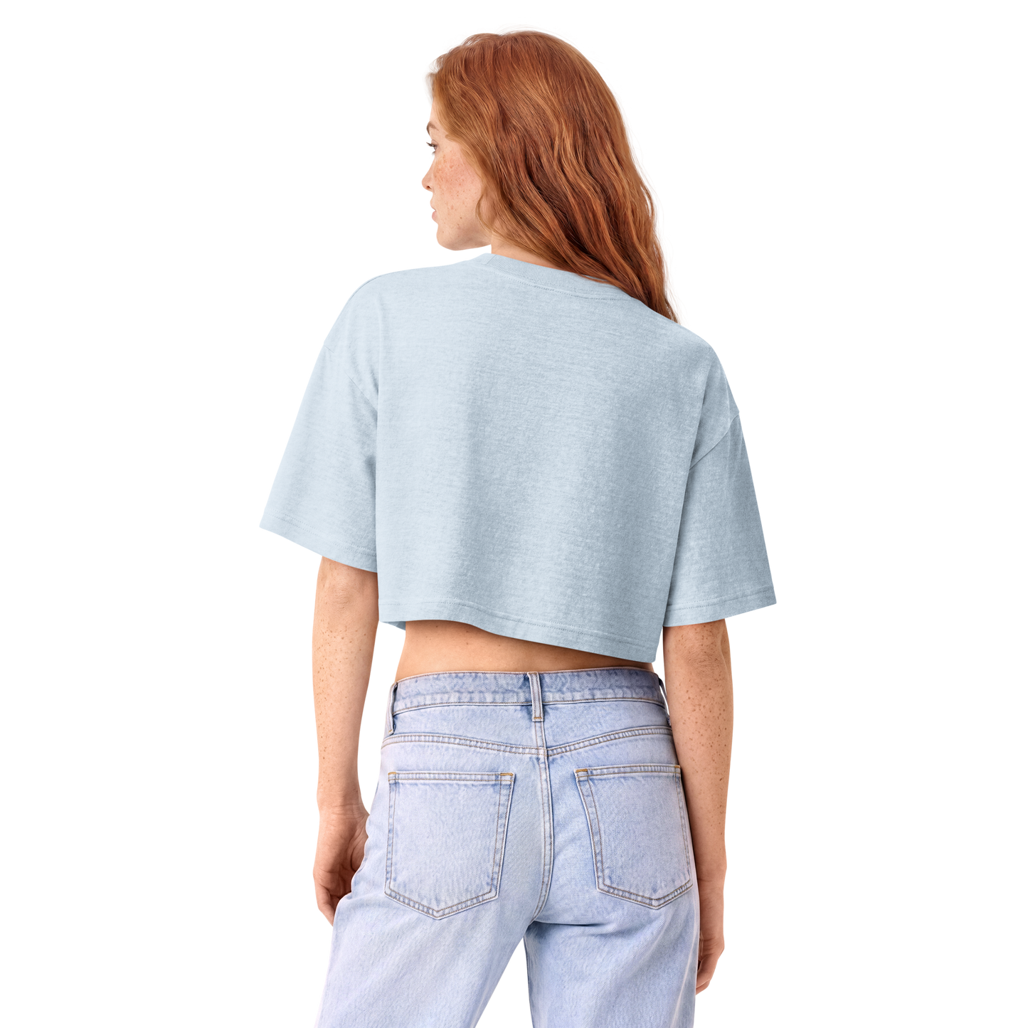 Sun Chaser Women's Cropped Tee (Light Washed Denim)