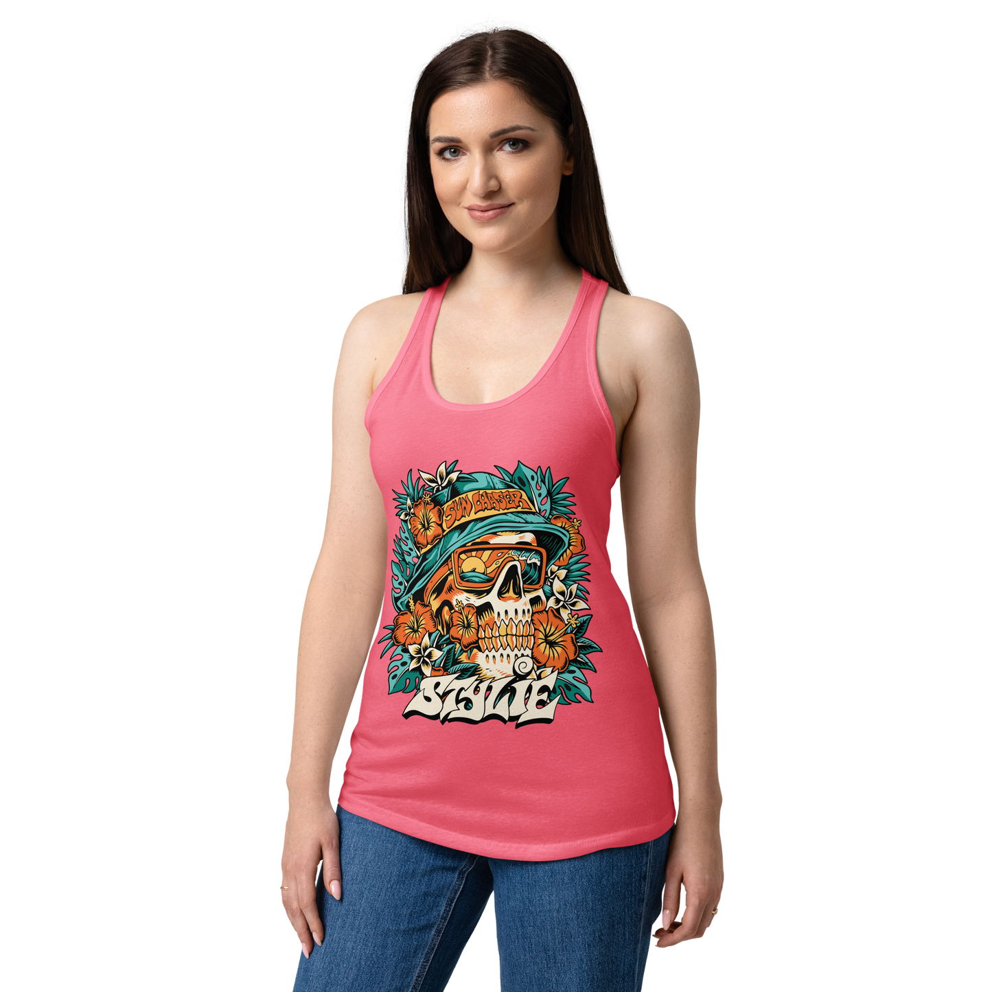 Sun Chaser Women's Racerback Tank Top (Hot Pink)