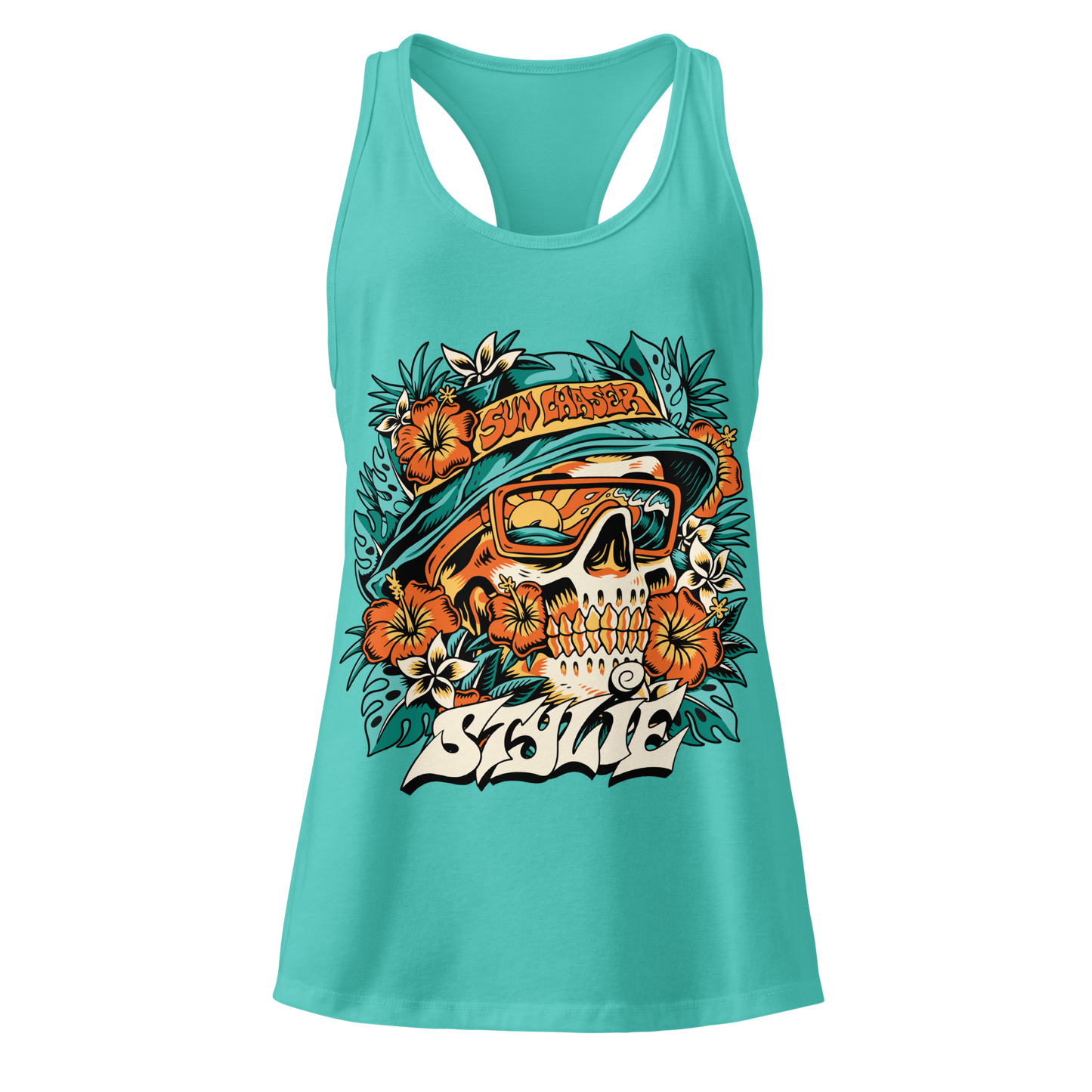 Sun Chaser Women's Racerback Tank Top (Tahiti Blue)