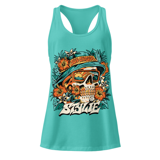 Sun Chaser Women's Racerback Tank Top (Tahiti Blue)